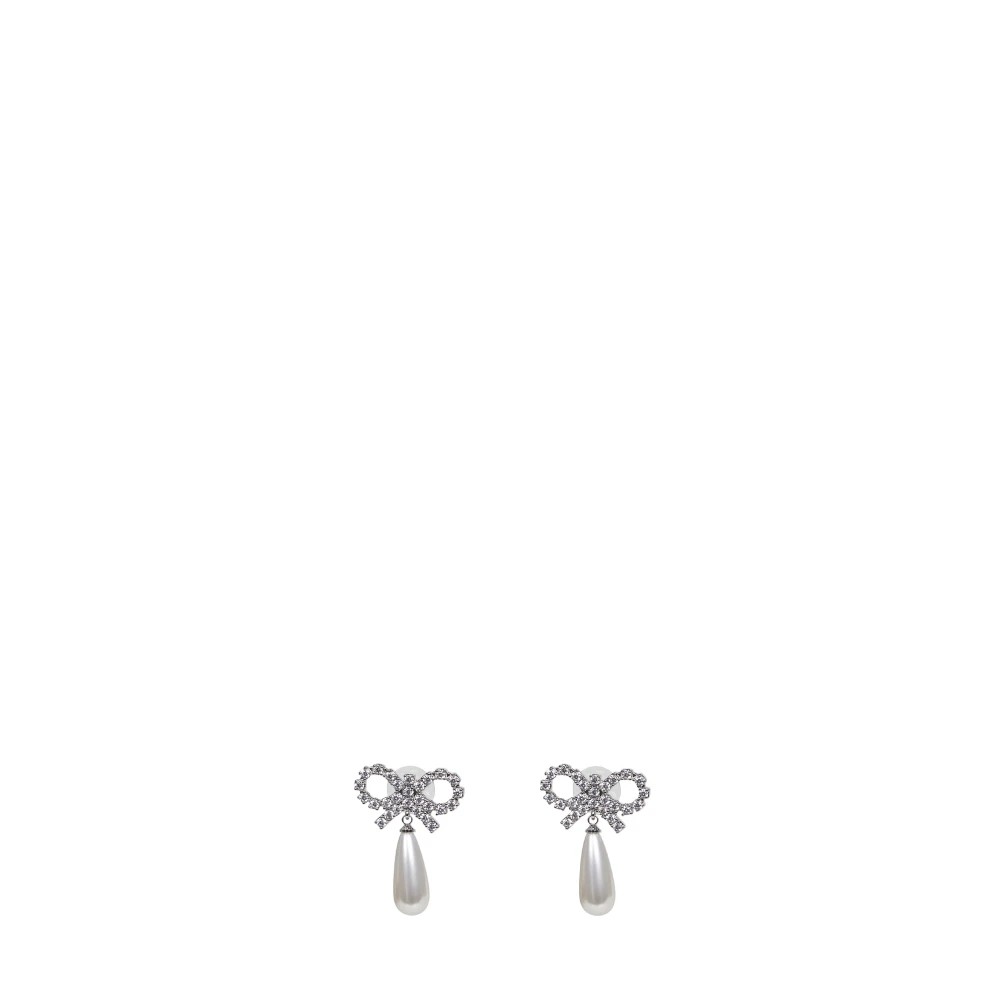 Self Portrait, Earrings, Female, Gray, ONE SIZE, Crystal Bow Pearl Earrings