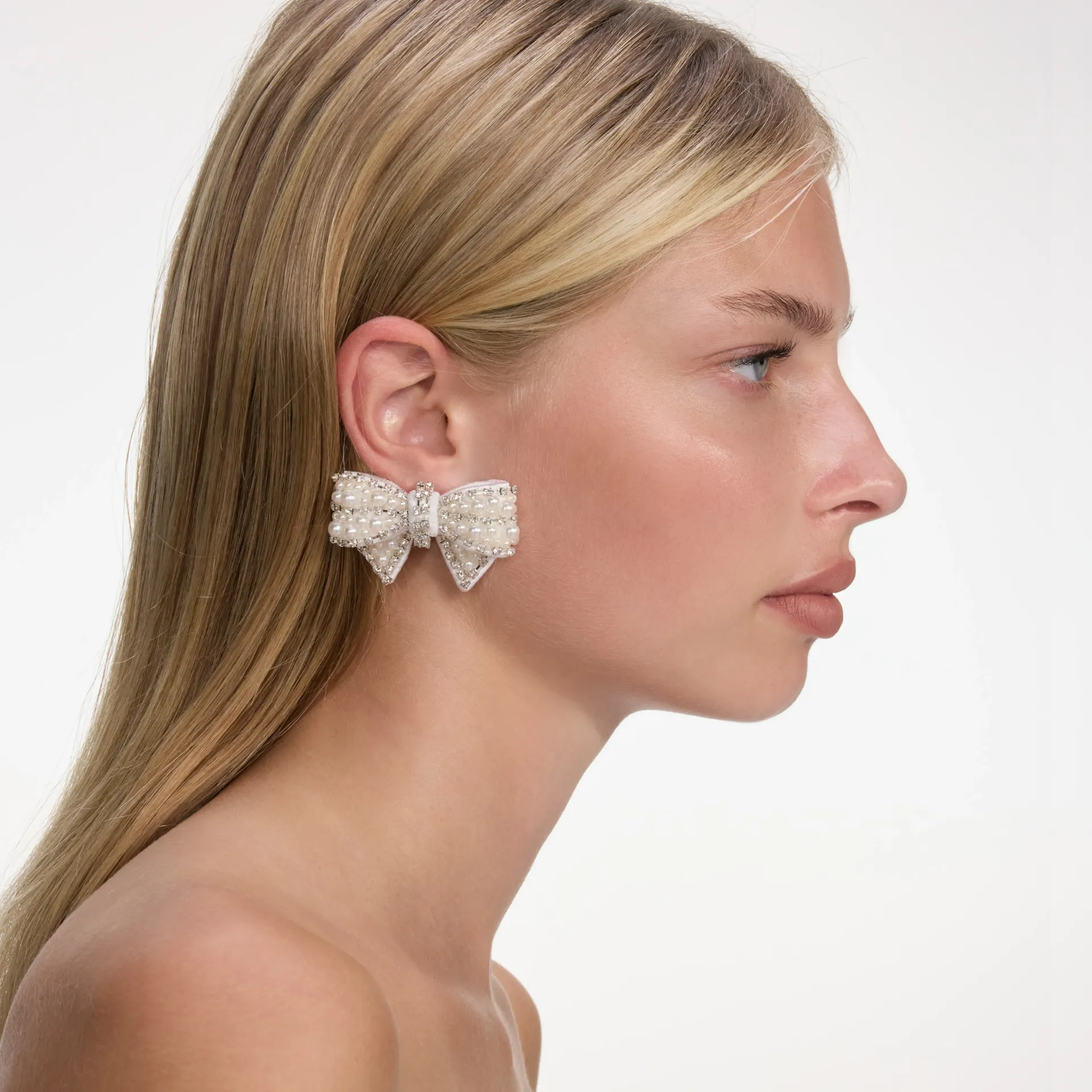 Pearl Satin Bow Earrings