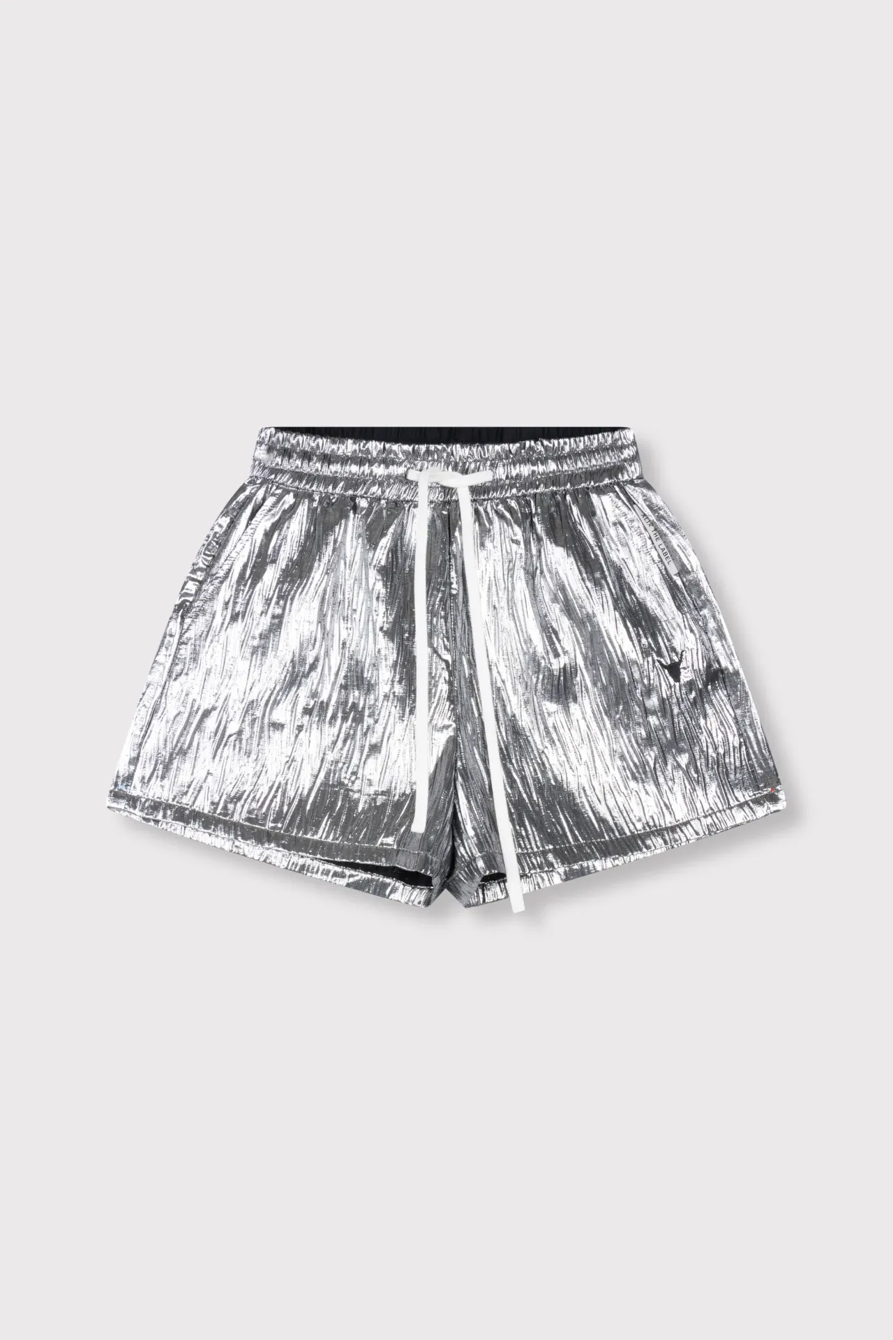 Ladies woven silver crinkle shorts (XS)