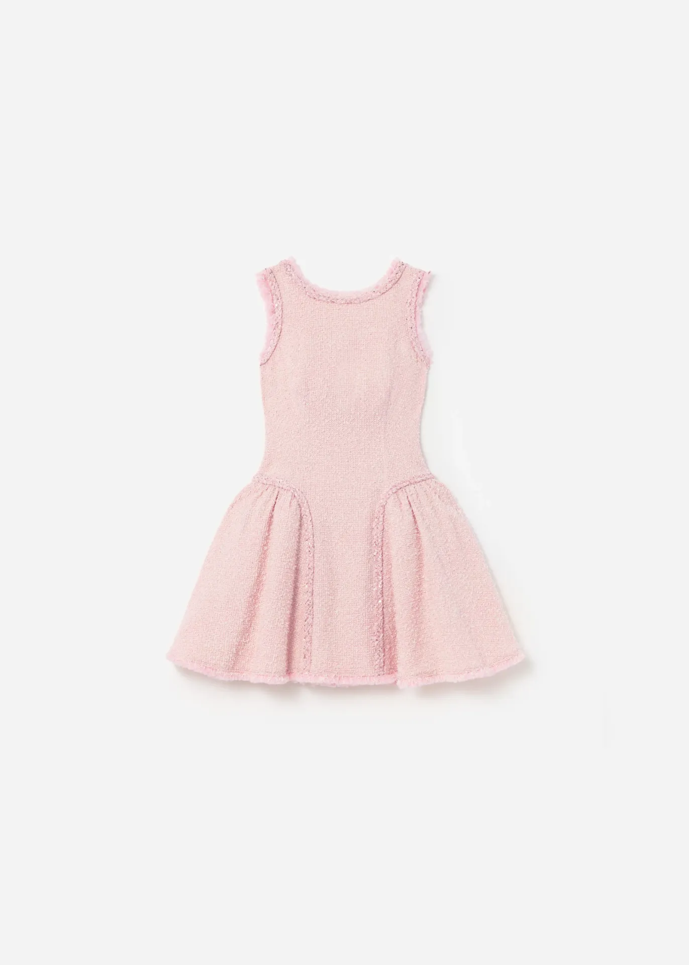 PINK BOUCLE SLEEVELESS MINI DRESS