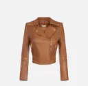 GD01Z66E2 Leather Jacket Zipper Brown