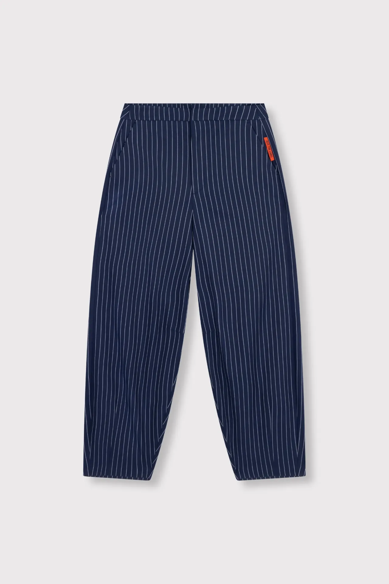 Woven Striped Barrel Pants Navy