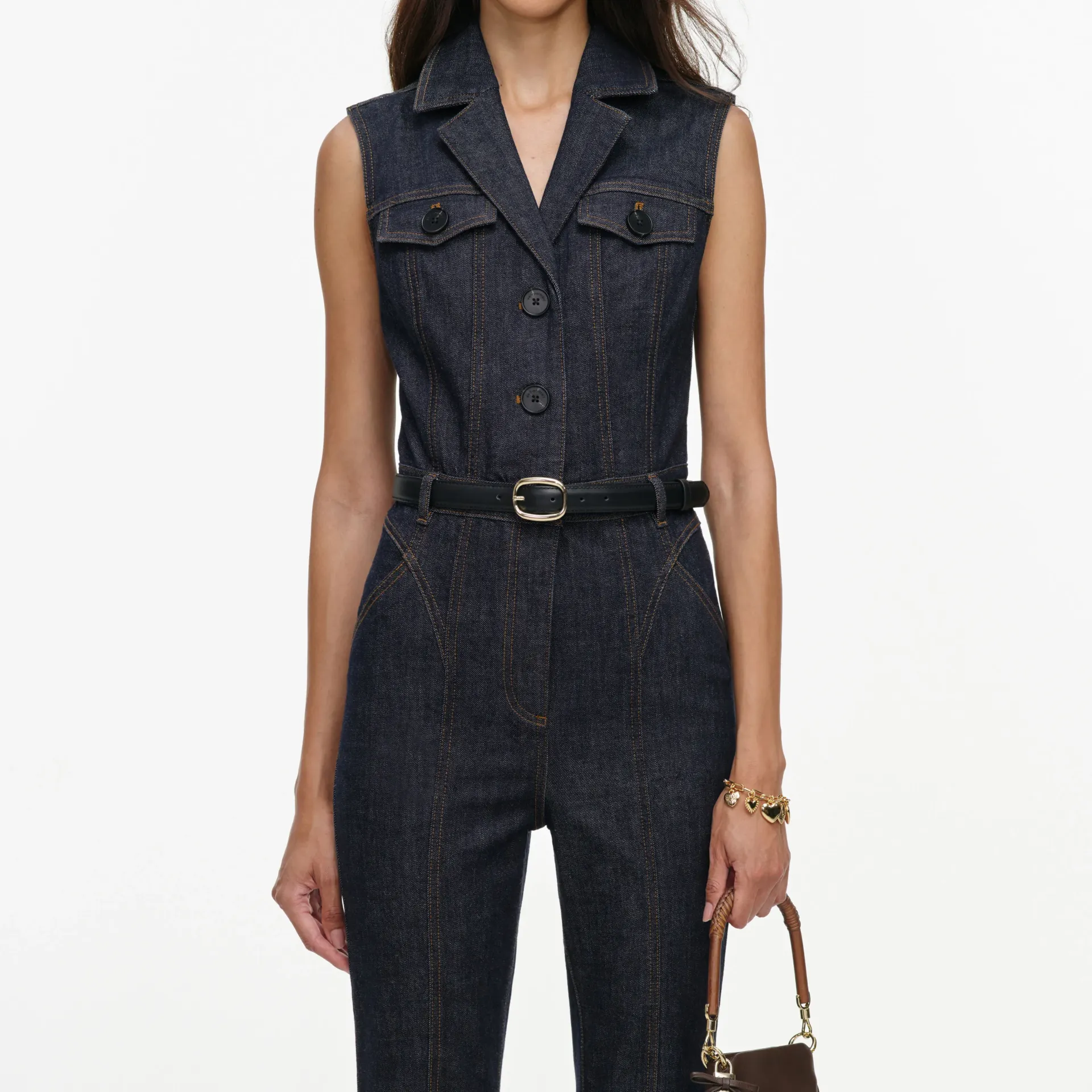 INDIGO BELTED DENIM JUMPSUIT (UK08)