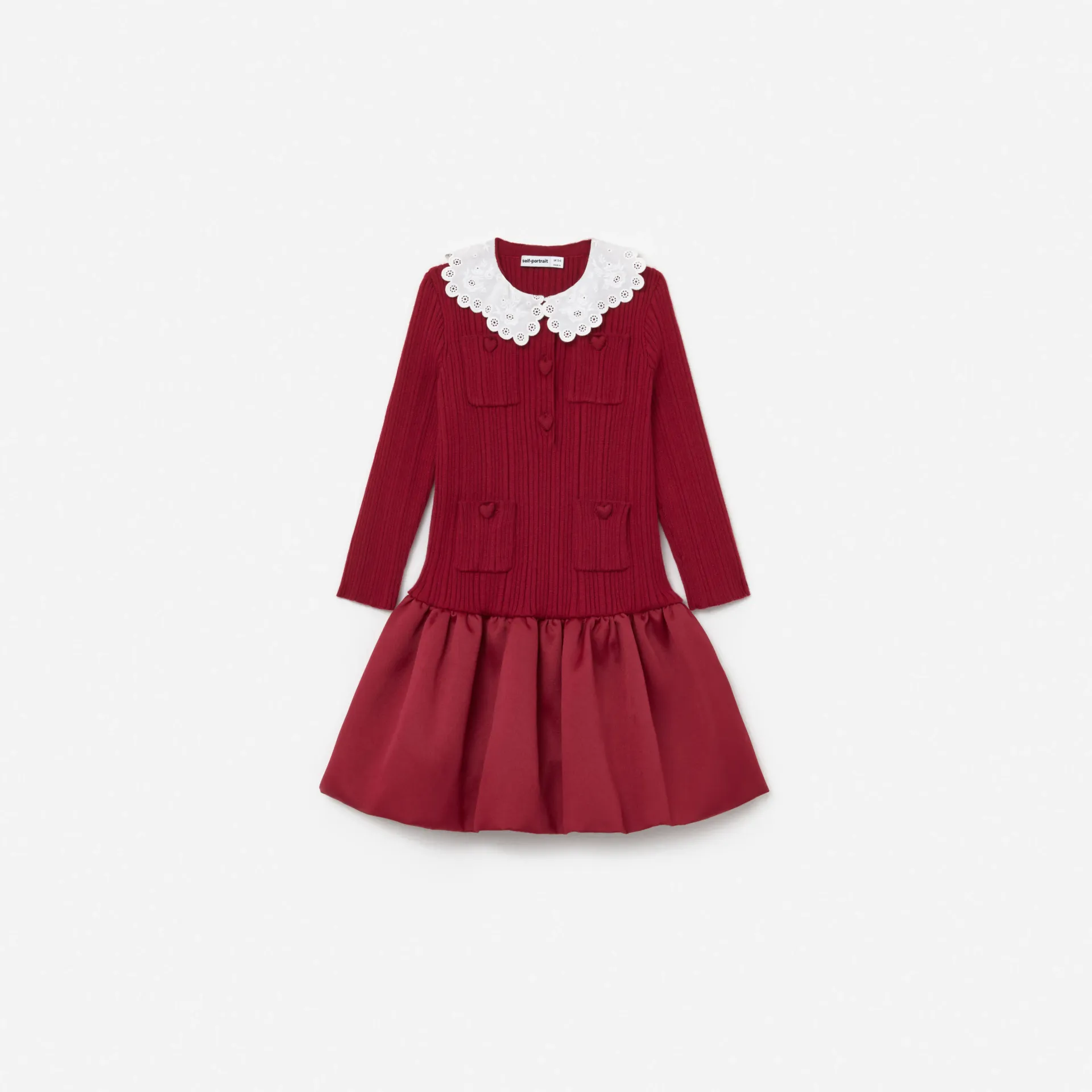 BURGUNDY KNIT TAFFETA DRESS