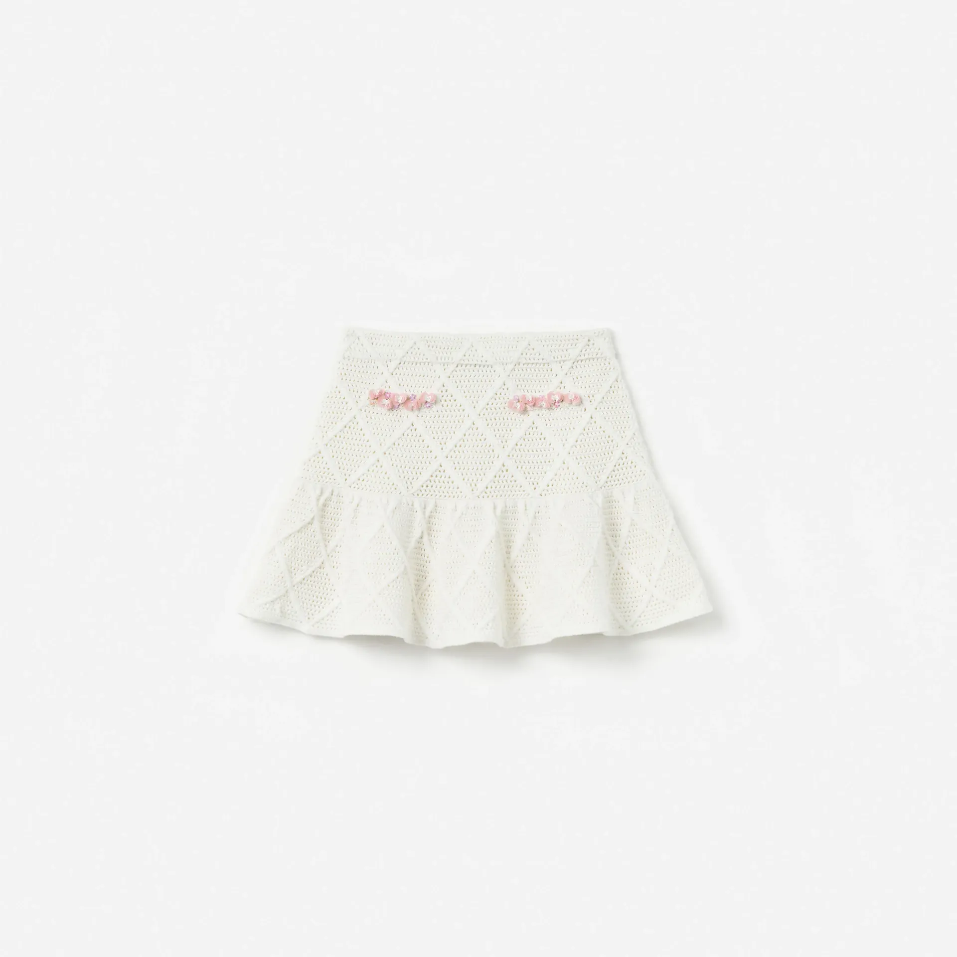 CREAM DIAMOND KNIT SKIRT