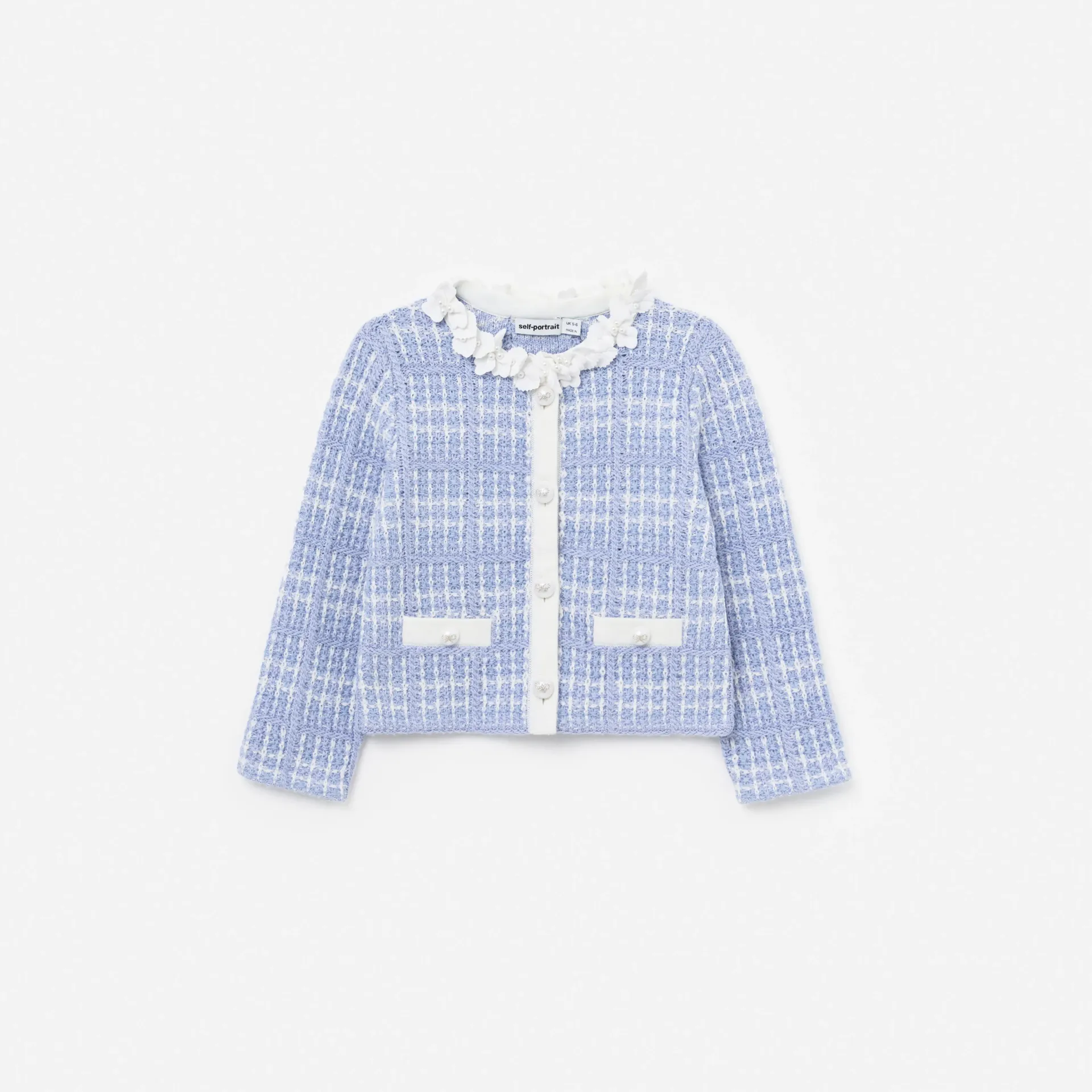 BLUE CHECK KNIT CARDIGAN