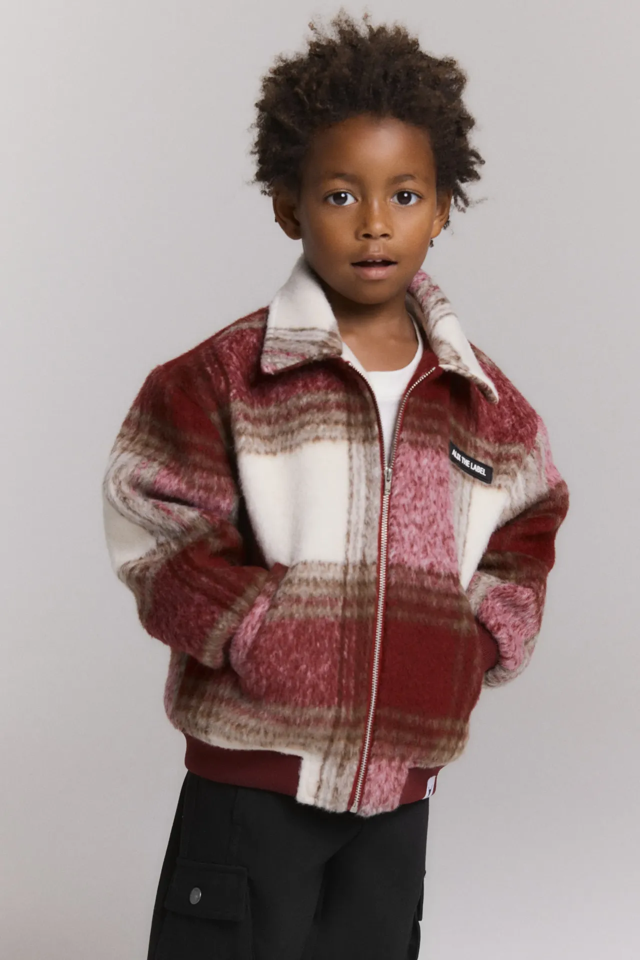 woven check bomber coat multi color