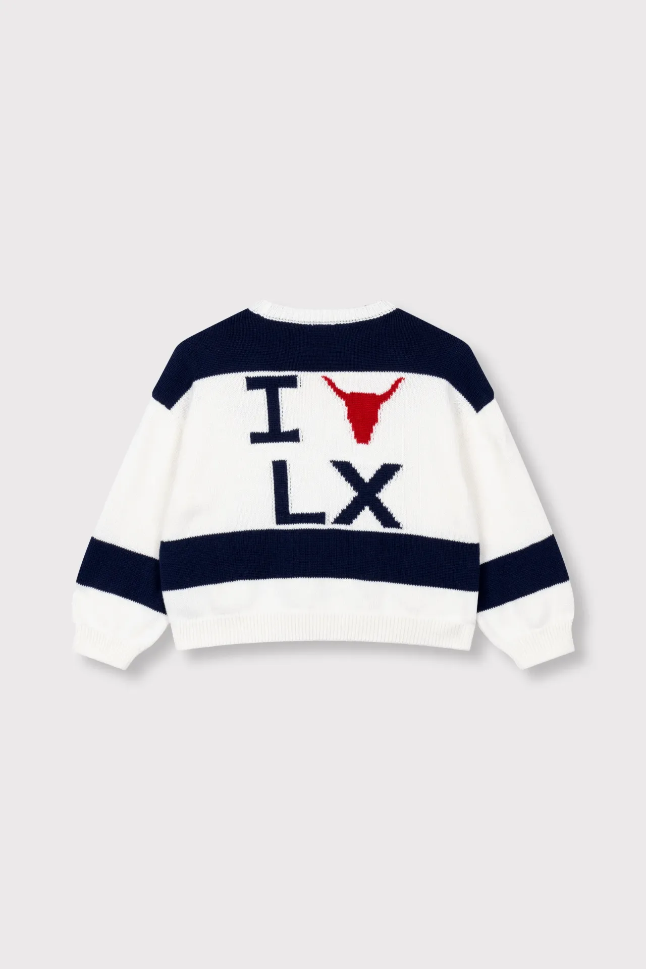 knitted stripe pullover cream dark blue (98)