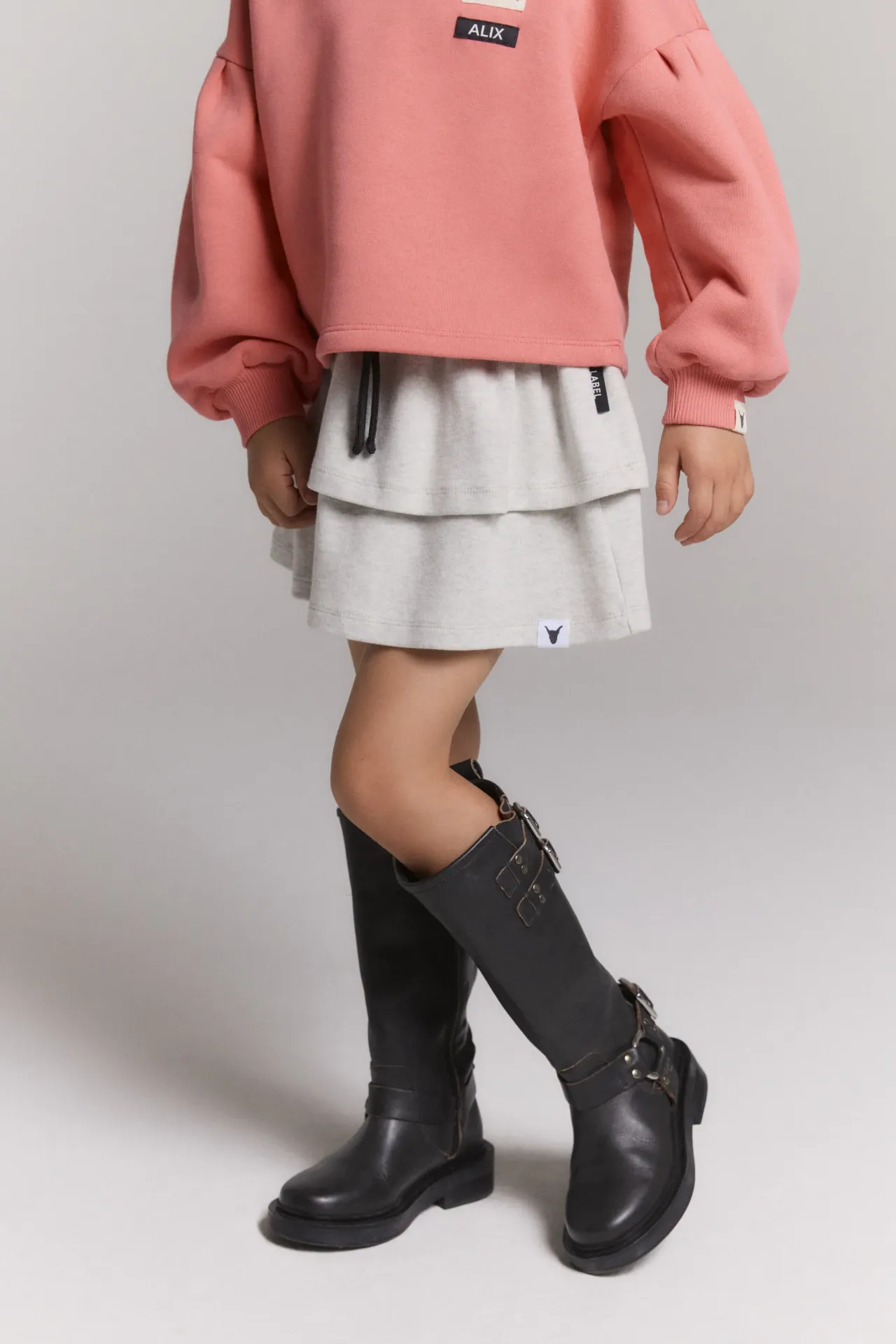 knitted ruffle skirt grey (98)