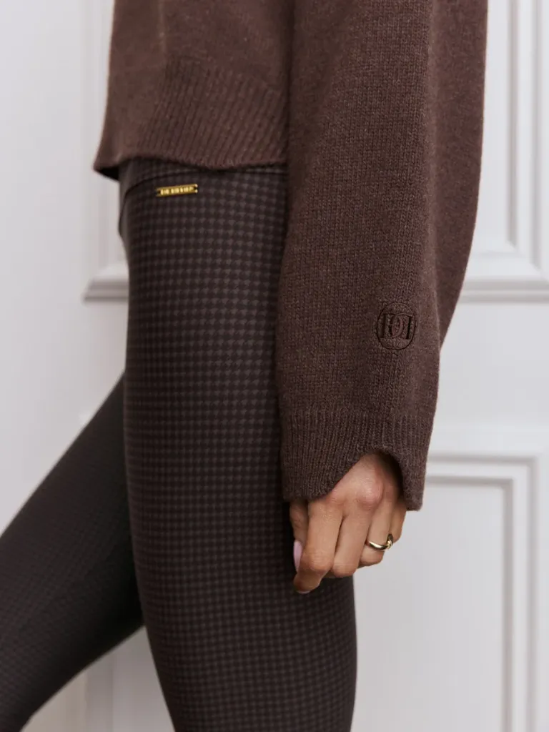 Classic Leggings High Waistband | Pied De Poule Dusk Brown (S)