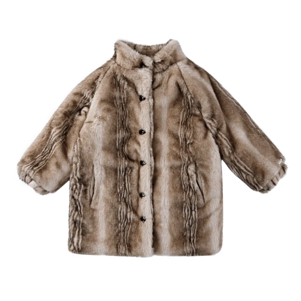 Mila Jacket Soft Taupe Striped Teddy