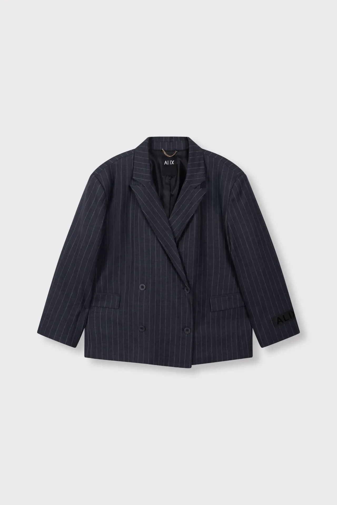 Woven Big Stripe Oversized Blazer Mid Grey (XS/S)