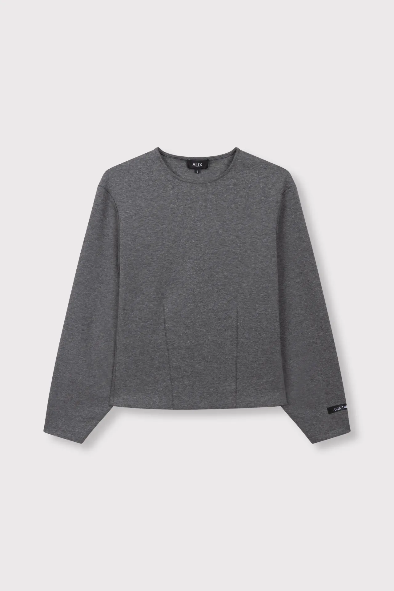 Knitted Fitted Balloon Sleeve Top  Antracite Melange