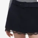 NAVY WOOL LACE SKORT